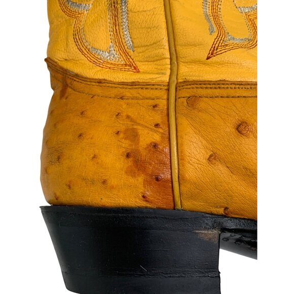 Unisex Ostrich Leather Cowboy Boots 24 1/2 Mex 7.5 W US 6 M US Rodeo Bravo - Picture 10 of 12
